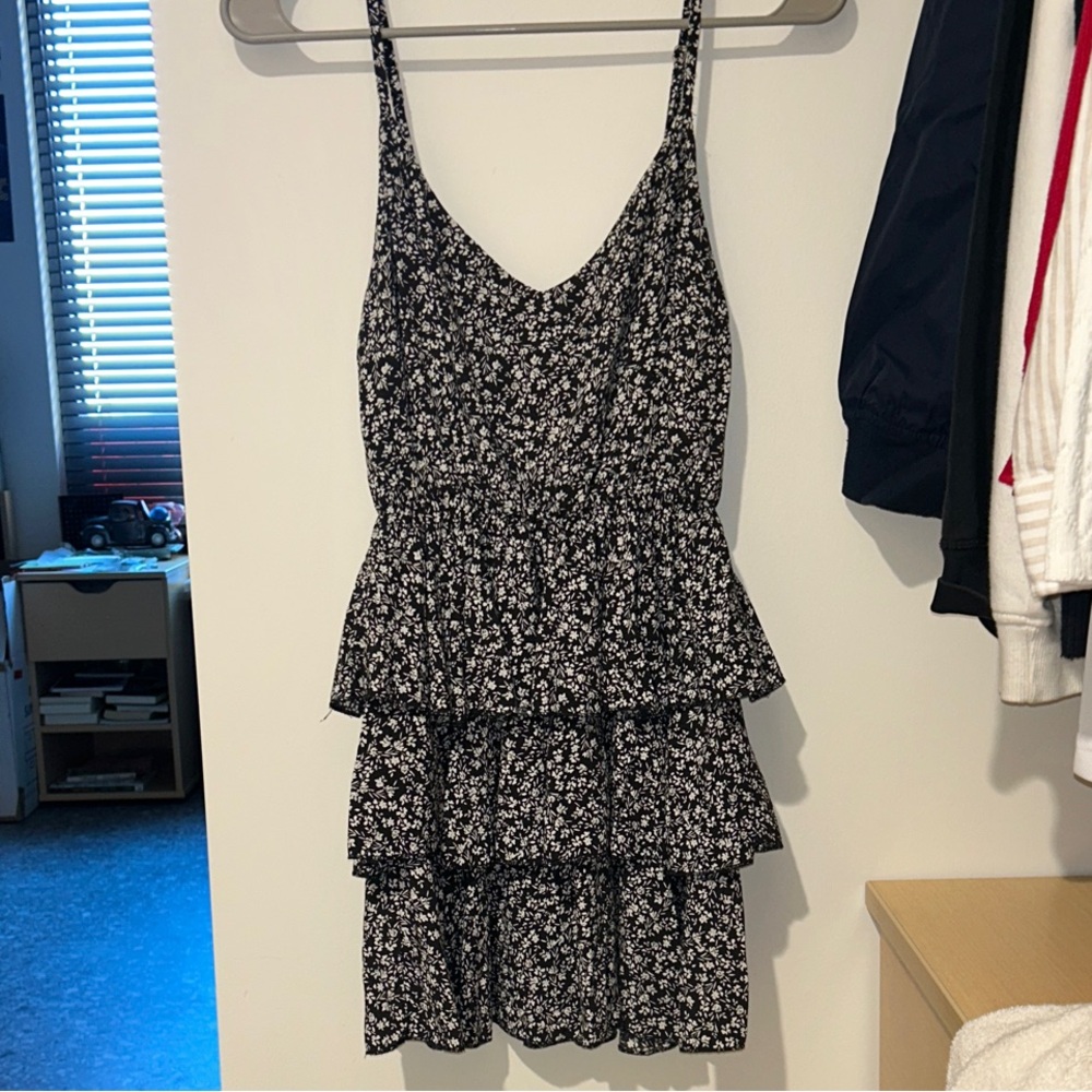 Subdued Black and White Tiered Dress